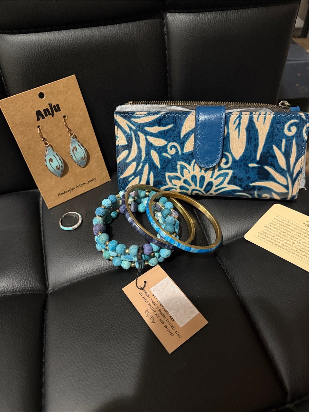 Blue Floral Zip Wallet by Patricia Nash